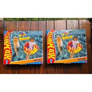 2 Pk Hot Wheels Funboy Double-Sided Tube Pool Float 34" Inflatable Kids Ages 8+